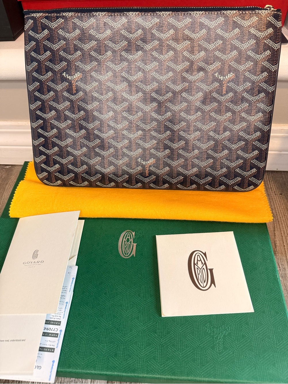 Goyard Navy Goyardine Zip Pouch
